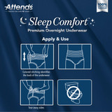 Attends Sleep Comfort Premium Overnight Absorbent Underwear Pull On with Tear Away Seams Adult 2X-Large Unisex Disposable Heavy Absorbency, SCPO50, Bag of 10