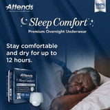 Attends Sleep Comfort Premium Overnight Absorbent Underwear Pull On with Tear Away Seams Adult 2X-Large Unisex Disposable Heavy Absorbency, SCPO50, Bag of 10