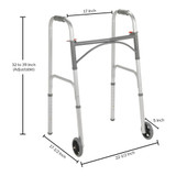 McKesson Dual Release Folding Walker with Wheels Adjustable Height Steel Frame 350 lbs. Weight Capacity 32 to 39 Inch Height, 146-10244-4, Pack of 1