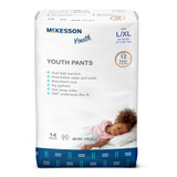 McKesson Unisex Youth Absorbent Underwear Pull On with Tear Away Seams Large / X-Large Disposable Heavy Absorbency, YPLXL2, Bag of 14