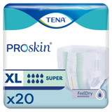 TENA ProSkin Super Incontinence Brief Adult X-Large Unisex Disposable Heavy Absorbency, 67570, Bag of 20