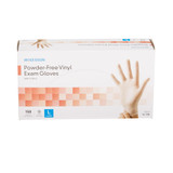 McKesson Exam Glove Large NonSterile Vinyl Standard Cuff Length Smooth Clear Not Rated, 14-138, Box of 150
