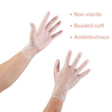 McKesson Exam Glove X-Large NonSterile Vinyl Standard Cuff Length Smooth Clear Not Rated, 14-120, Box of 100