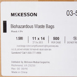 McKesson Biohazard Waste Bag Biohazard Symbol / Infectious Waste 1 to 3 gal. Red 11 X 14 Inch, 03-5042, Box of 50