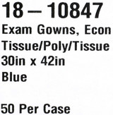 Patient Exam Gown McKesson One Size Fits Most Blue Adult NonSterile 18-10847 Case/50 18-10847 MCK BRAND 201062_CS