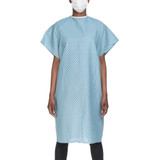 Patient Exam Gown, One Size, Blue / White, Reusable, V61-0100PT, Pack of 1