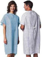Patient Exam Gown One Size Fits Most Blue / White Print Adult V61-0100PT DZ/12 V61-0100PT LEW JAN TEXTILE 1057875_DZ