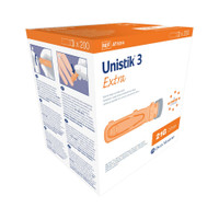 Safety Lancet Unistik 3 Extra Fixed Depth Lancet Needle 2.0 mm Depth 21 Gauge Pressure Activated AT 1014 Box/200 AT 1014 OWEN MUMFORD, INC. 539417_BX