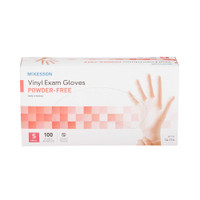 Exam Glove McKesson NonSterile Clear Powder Free Vinyl Ambidextrous Smooth Not Chemo Approved Small 14-114 Box/100 MCK BRAND 354438_BX