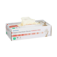Exam Glove McKesson NonSterile Ivory Powder Free Stretch Vinyl Ambidextrous Smooth Not Chemo Approved Medium 14-816 Box/100 14-816 MCK BRAND 409743_BX