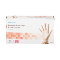 Exam Glove McKesson NonSterile Clear Powder Free Vinyl Ambidextrous Smooth Not Chemo Approved Small 14-134 Case/1500 14-134 MCK BRAND 832681_CS