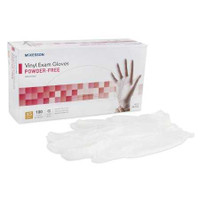 Exam Glove McKesson NonSterile Clear Powder Free Vinyl Ambidextrous Smooth Not Chemo Approved X-Small 14-112 Box/100 14-112 MCK BRAND 712735_BX