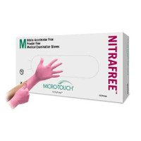 Exam Glove Micro-Touch NitraFree NonSterile Pink Powder Free Nitrile Ambidextrous Textured Fingertips Chemo Tested Medium 6034512 Box/100 6034512 ANSELL PERRY 693951_BX