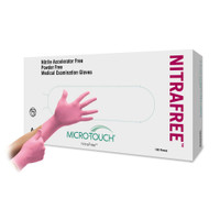 Exam Glove Micro-Touch NitraFree NonSterile Pink Powder Free Nitrile Ambidextrous Textured Fingertips Chemo Tested Large 6034513 Box/100 6034513 ANSELL INC. 697231_BX
