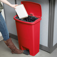 Trash Can Rubbermaid Slim Jim 13 gal. Red Plastic Step On Rectangular 1883566 Each/1 1883566 SAALFELD REDISTRIBUTION 1007556_EA