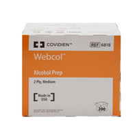 Alcohol Prep Pad Webcol™ 70% Strength Isopropyl Alcohol Individual Packet Medium Sterile 6818- Carton of 200 Webcol™ 191320_CT