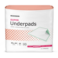 Underpad McKesson Regular 30 X 30 Inch Disposable Fluff / Polymer Moderate Absorbency UPMD3030 Bag/10 UPMD3030 MCK BRAND 724049_BG