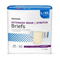 Adult Incontinent Brief McKesson Extended Wear Tab Closure Large / X-Large Disposable Heavy Absorbency ONBLXL Case/56 ONBLXL MCK BRAND 980311_CS