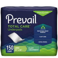 Underpad Prevail 23 X 36 Inch Disposable Fluff Light Absorbency UP-150 Case/150 UP-150 FIRST QUALITY PRODUCTS INC. 421164_CS