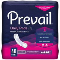 Bladder Control Pad Prevail 11 Inch Length Heavy Absorbency Polymer Female Disposable PV-916/1 Pack/48 PV-916/1 FIRST QUALITY PRODUCTS INC. 810355_PK