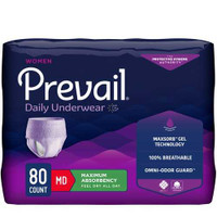 Adult Absorbent Underwear Prevail for Women Pull On Small / Medium Disposable Heavy Absorbency PWC-512/1 Case/80 PWC-512/1 FIRST QUALITY PRODUCTS INC. 889081_CS