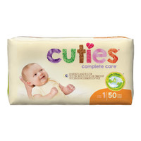 Unisex Baby Diaper Cuties® Size 1 Disposable Heavy Absorbency CR1001 Case/4