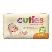 Unisex Baby Diaper Cuties® Size 1 Disposable Heavy Absorbency CR1001 Case of 4 CR1001 Cuties® 699151_CS
