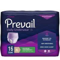 Female Adult Absorbent Underwear Prevail® For Women Daily Underwear Pull On with Tear Away Seams X-Large Disposable Heavy Absorbency PWC-514/1 Bag of 16 PWC-514/1 Prevail® For Women Daily Underwear 889083_BG