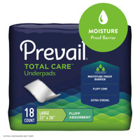 Disposable Underpad Prevail® 23 x 36 Inch Fluff Light Absorbency PV-418 Bag of 18 PV-418 Prevail® 572725_BG