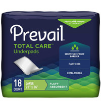 Underpad Prevail 23 X 36 Inch Disposable Fluff Moderate Absorbency PV-418 Case/72 PV-418 FIRST QUALITY PRODUCTS INC. 572725_CS