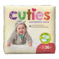 Baby Diaper Cuties Tab Closure Size 3 Disposable Heavy Absorbency CR3001 Pack/1 CR3001 FIRST QUALITY PRODUCTS INC. 874709_PK