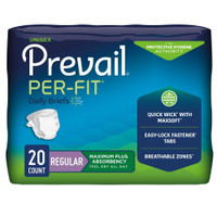 Adult Incontinent Brief Prevail Per-Fit Tab Closure Regular Disposable Heavy Absorbency PF-016/1 Pack/20 PF-016/1 FIRST QUALITY PRODUCTS INC. 527654_BG