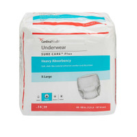 Adult Absorbent Underwear Sure Care Pull On X-Large Disposable Heavy Absorbency 1625 Case/56 1625 KENDALL HEALTHCARE PROD INC. 439577_CS