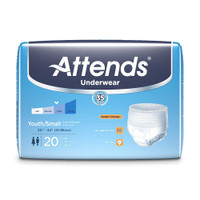 Unisex Adult Absorbent Underwear Attends® Advanced Pull On with Tear Away Seams Small Disposable Heavy Absorbency APP0710 Bag of 20 APP0710 Attends® Advanced 546743_BG