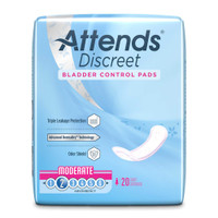 Bladder Control Pad Attends Discreet Moderate Absorbency Polymer Female Disposable ADPMOD BG/20 ADPMOD ATTENDS HEALTHCARE PRODUCTS 1039118_BG