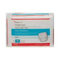 Adult Absorbent Underwear Sure Care Pull On Large Disposable Heavy Absorbency 1615R Case/100 1615R KENDALL HEALTHCARE PROD INC. 823429_CS