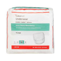 Adult Absorbent Underwear Sure Care Pull On X-Large Disposable Heavy Absorbency 1455 Case/56 1455 KENDALL HEALTHCARE PROD INC. 959987_CS