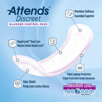 Bladder Control Pad Attends Discreet Moderate Absorbency Polymer Female Disposable ADPMAL BG/20 ADPMAL ATTENDS HEALTHCARE PRODUCTS 1039116_BG