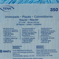 Underpad TENA 17 X 24 Inch Disposable Fluff Moderate Absorbency 350 Pack/1 350 SCA PERSONAL CARE 450009_PK