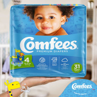 Baby Diaper Comfees Tab Closure Size 4 Disposable Moderate Absorbency 41540 Case/124 41540 ATTENDS HEALTHCARE PRODUCTS 907033_CS