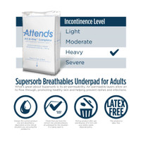 Underpad Attends Supersorb Breathables 23 X 36 Inch Disposable Polymer Heavy Absorbency ASB-2336 Case/70 ASB-2336 ATTENDS HEALTHCARE PRODUCTS 711881_CS