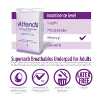 Underpad Attends Supersorb Breathables 30 X 36 Inch Disposable Polymer Heavy Absorbency ASBM-3036 BG/5 ASBM-3036 ATTENDS HEALTHCARE PRODUCTS 775093_BG