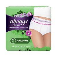 Adult Absorbent Underwear Always Discreet Classic Cut Pull On X-Large Disposable Heavy Absorbency 2062743 Case/45 2062743 US PHARMACEUTICAL DIVISION/MCK 928384_CS