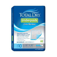 Underpad TotalDry 30 X 30 Inch Disposable SecureLoc Light Absorbency SP113010 BG/10 SP113010 SECURE PERSONAL CARE PRODUCTS 975698_BG