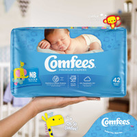 Baby Diaper Comfees Tab Closure Newborn Disposable Moderate Absorbency 41536 Case/168 41536 ATTENDS HEALTHCARE PRODUCTS 907018_CS