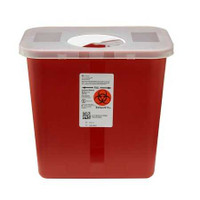 Multi-purpose Sharps Container SharpSafety 1-Piece 10H X 10.5W X 7.25D Inch 2 Gallon Red Base Rotor Lid 8970 Case/20 8970 KENDALL HEALTHCARE PROD INC. 138112_CS