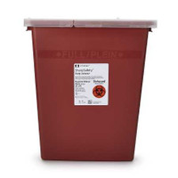 Multi-purpose Sharps Container SharpSafety 1-Piece 17.5H X 15.5W X 11D Inch 8 Gallon Red Base Hinged Lid 8980 Case/10 8980 KENDALL HEALTHCARE PROD INC. 150719_CS