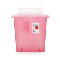 Multi-purpose Sharps Container In-Room 1-Piece 16.25H X 13.75W X 6D Inch 3 Gallon Translucent Red Base Horizontal Entry Lid 85221R Case/10 85221R KENDALL HEALTHCARE PROD INC. 206348_CS