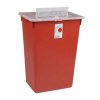 Multi-purpose Sharps Container Sharps-A-Gator 1-Piece 15.5H X 21.5W X 12D Inch 10 Gallon Red Base Vertical Entry Lid 31143665 Each/1 31143665 KENDALL HEALTHCARE PROD INC. 222861_EA