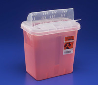 Multi-purpose Sharps Container SharpSafety 12-3/4 H X 7-1/4 D X 10-1/2 W Inch 2 Gallon Red Base Clear Lid Horizontal Entry Lid 89651 Each/1 89651 KENDALL HEALTHCARE PROD INC. 179685_EA